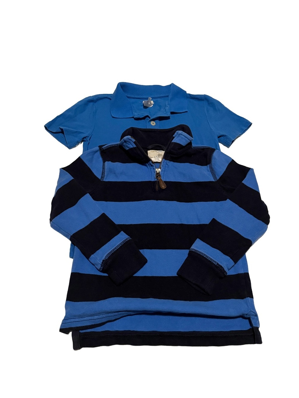 Crewcuts Blue & Navy Striped Quarter-Zip with Solid‎ Polo Set, 2 item bundle